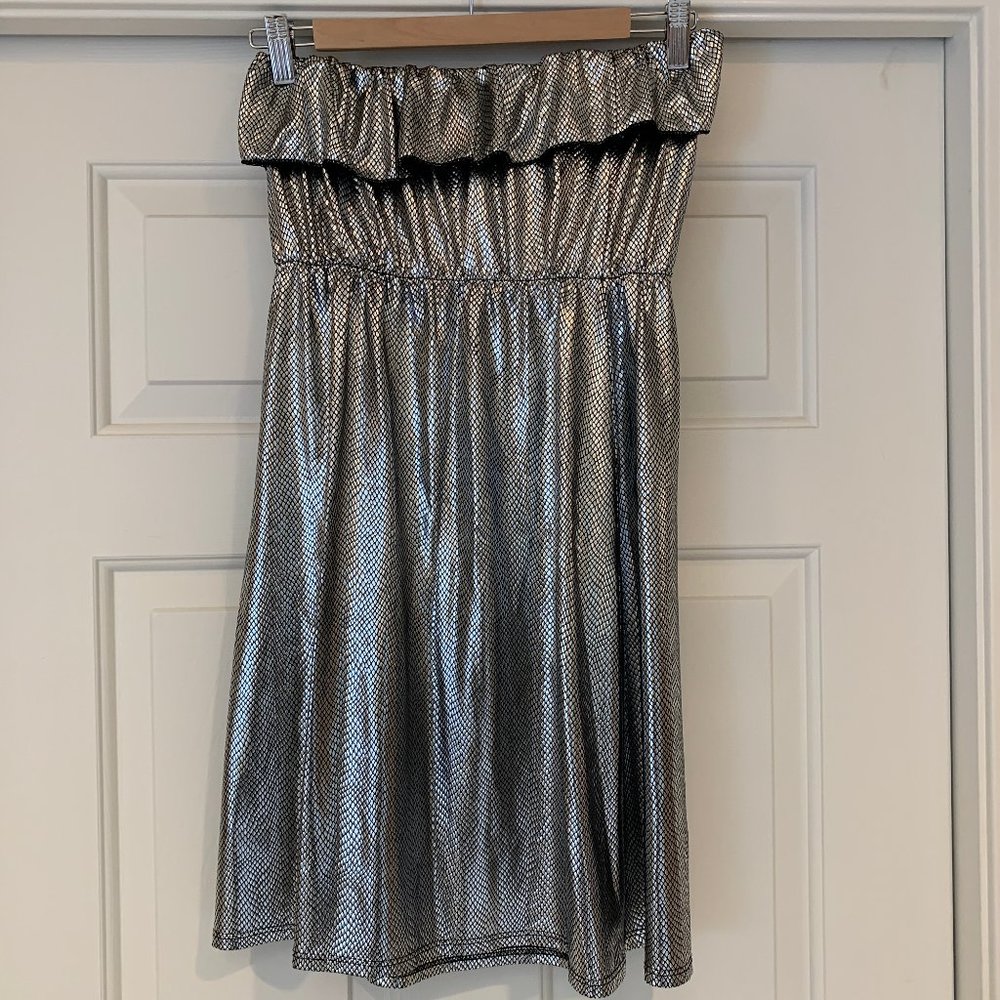 Velvet Torch Strapless Stretch Shiny Mini Dress
